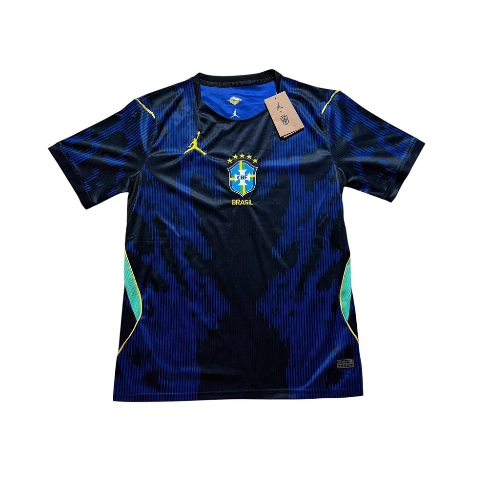 Jordan x Brazil CBF Soccer Training Jersey XL Navy Blue Jumpman Logo NEW